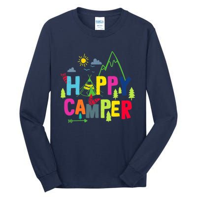 Wo Happy Camper Camping Funny Gift Tall Long Sleeve T-Shirt