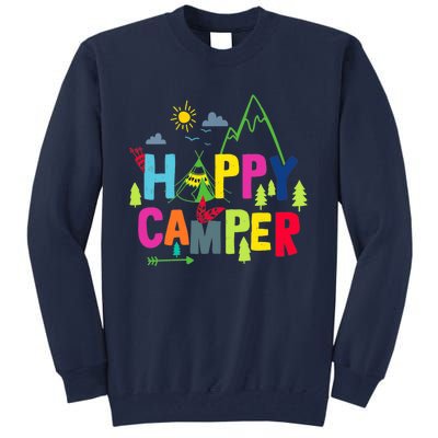 Wo Happy Camper Camping Funny Gift Tall Sweatshirt