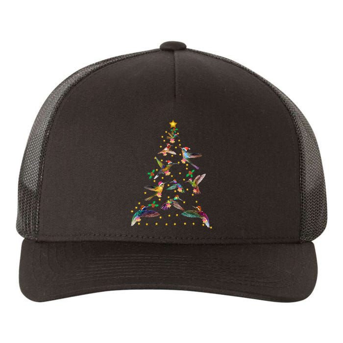 Watercolor Hummingbird Christmas Tree For Bird Lover Yupoong Adult 5-Panel Trucker Hat