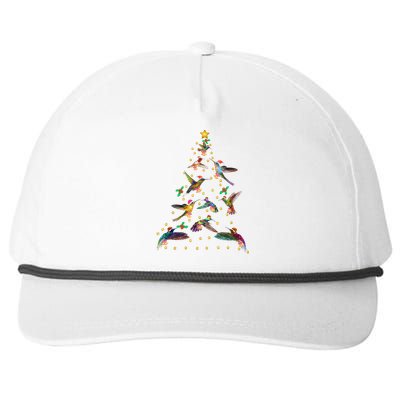 Watercolor Hummingbird Christmas Tree For Bird Lover Snapback Five-Panel Rope Hat