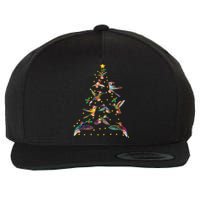 Watercolor Hummingbird Christmas Tree For Bird Lover Wool Snapback Cap