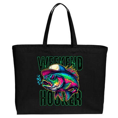 Weekend Hooker Colorful Fishing Cotton Canvas Jumbo Tote