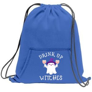 Wine Halloween Costume Here For The Boos Up Witches Funny Gift Sweatshirt Cinch Pack Bag