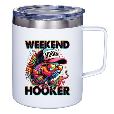 Weekend Hooker Colorful Fishing 12oz Stainless Steel Coffee Mug