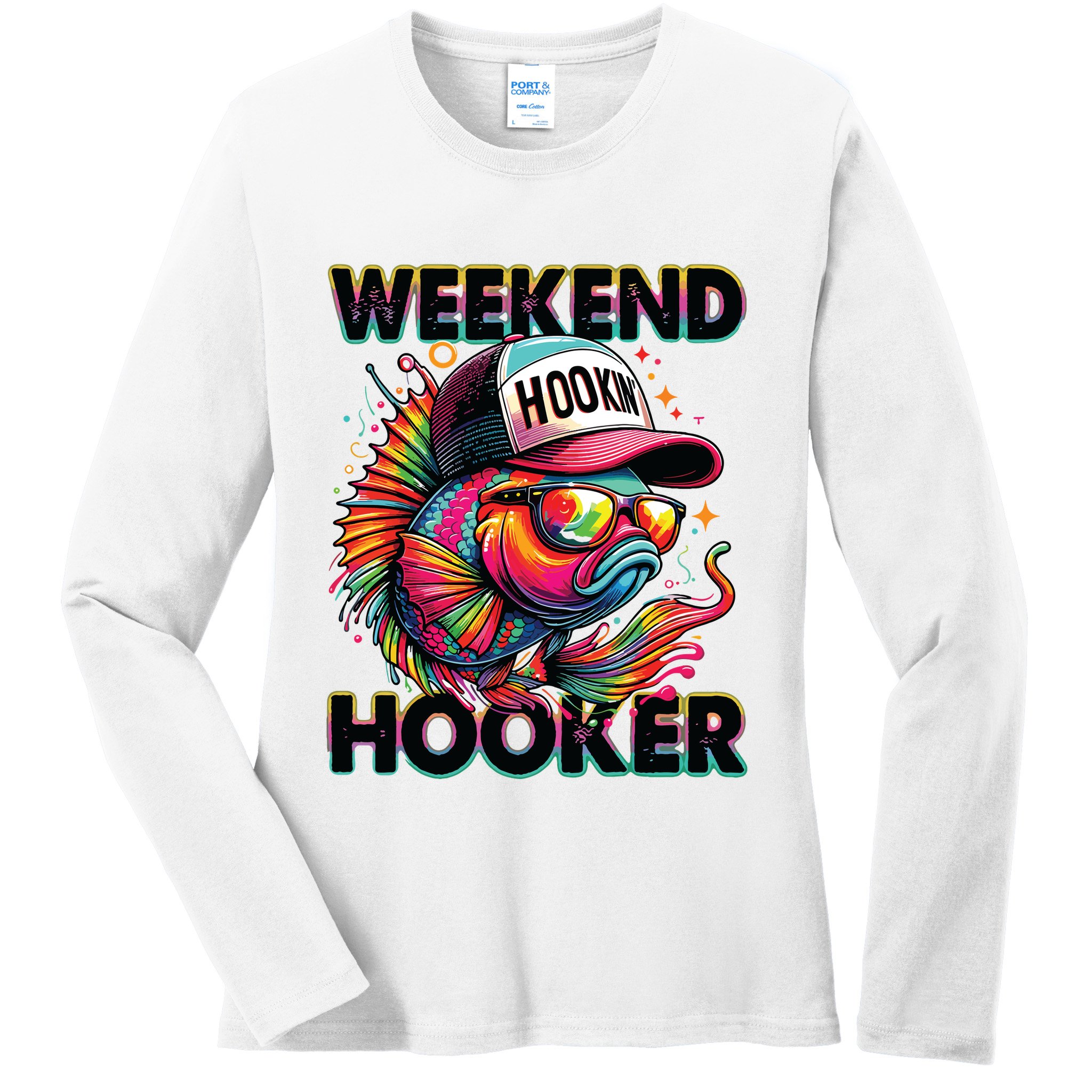 Weekend Hooker Colorful Fishing Ladies Long Sleeve Shirt