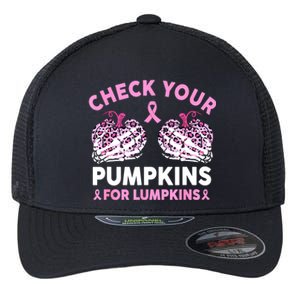 Women Halloween Check Your Pumpkins Breast Cancer Awareness Gift Flexfit Unipanel Trucker Cap