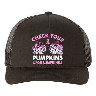 Women Halloween Check Your Pumpkins Breast Cancer Awareness Gift Yupoong Adult 5-Panel Trucker Hat