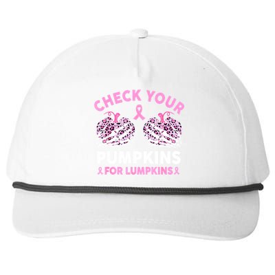 Women Halloween Check Your Pumpkins Breast Cancer Awareness Gift Snapback Five-Panel Rope Hat