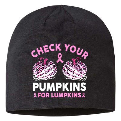 Women Halloween Check Your Pumpkins Breast Cancer Awareness Gift Sustainable Beanie