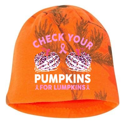 Women Halloween Check Your Pumpkins Breast Cancer Awareness Gift Kati - Camo Knit Beanie