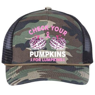 Women Halloween Check Your Pumpkins Breast Cancer Awareness Gift Retro Rope Trucker Hat Cap