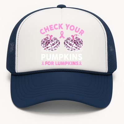 Women Halloween Check Your Pumpkins Breast Cancer Awareness Gift Trucker Hat