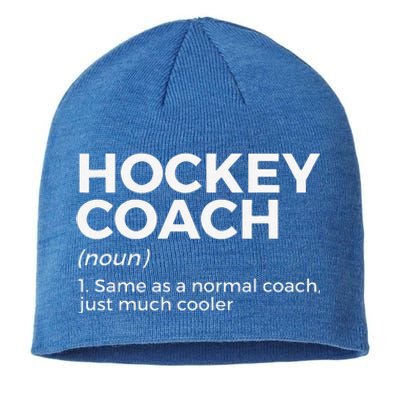 Walking Hockey Coach Definition Funny Hockey Player Sustainable Beanie