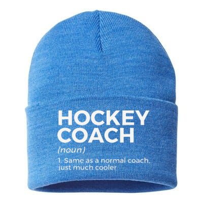 Walking Hockey Coach Definition Funny Hockey Player Sustainable Knit Beanie