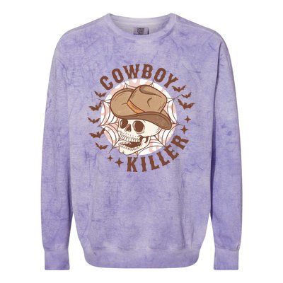 Western Halloween Cowboy Funny Skeleton Gift Colorblast Crewneck Sweatshirt