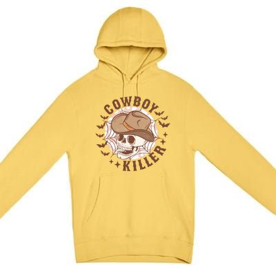 Western Halloween Cowboy Funny Skeleton Gift Premium Pullover Hoodie