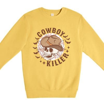 Western Halloween Cowboy Funny Skeleton Gift Premium Crewneck Sweatshirt