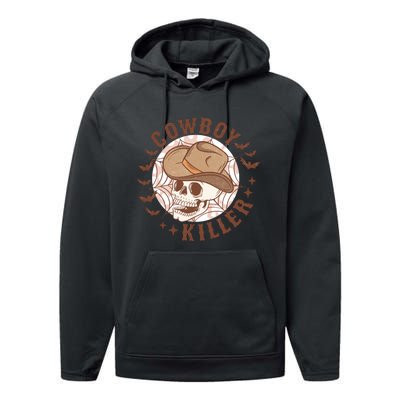 Western Halloween Cowboy Funny Skeleton Gift Performance Fleece Hoodie