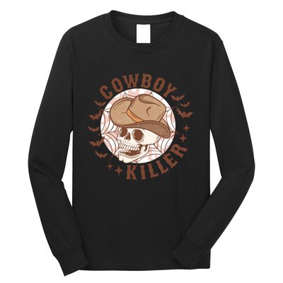 Western Halloween Cowboy Funny Skeleton Gift Long Sleeve Shirt