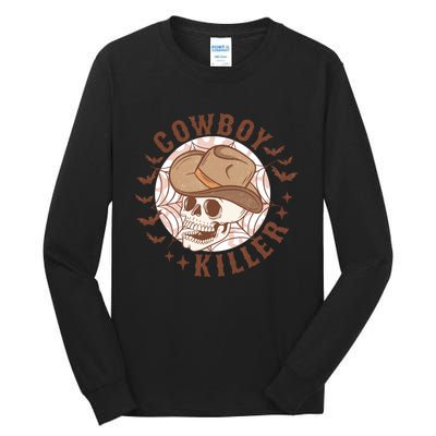 Western Halloween Cowboy Funny Skeleton Gift Tall Long Sleeve T-Shirt