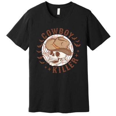 Western Halloween Cowboy Funny Skeleton Gift Premium T-Shirt