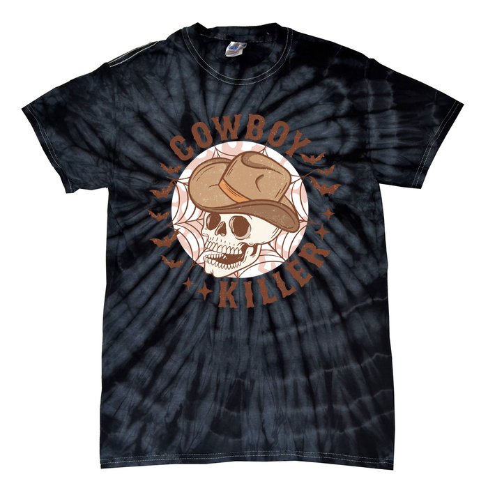 Western Halloween Cowboy Funny Skeleton Gift Tie-Dye T-Shirt