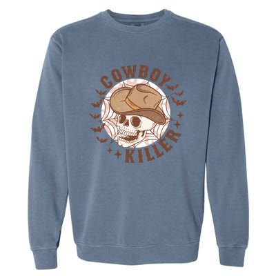 Western Halloween Cowboy Funny Skeleton Gift Garment-Dyed Sweatshirt