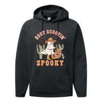 Western Halloween Cowboy Ghost Boot Scootin Spooky Performance Fleece Hoodie