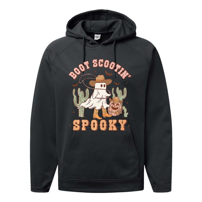 Western Halloween Cowboy Ghost Boot Scootin Spooky Performance Fleece Hoodie