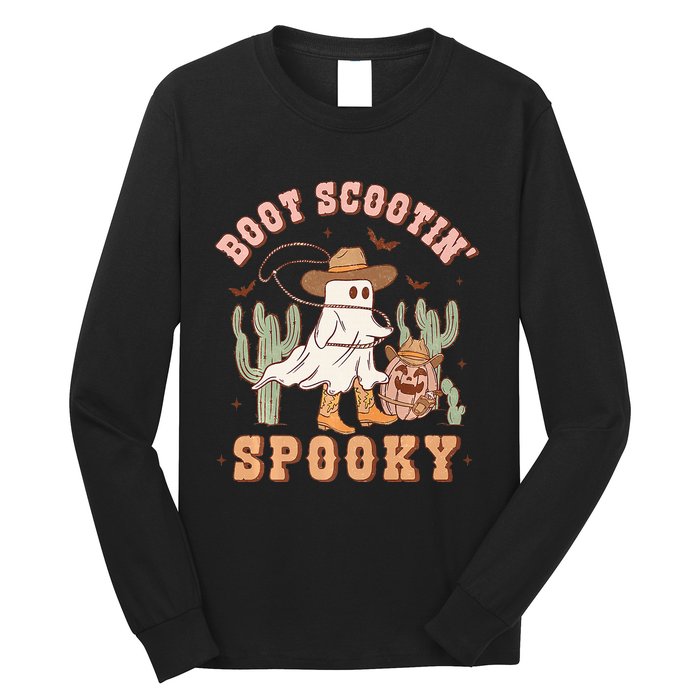 Western Halloween Cowboy Ghost Boot Scootin Spooky Long Sleeve Shirt