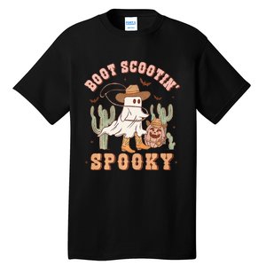 Western Halloween Cowboy Ghost Boot Scootin Spooky Tall T-Shirt