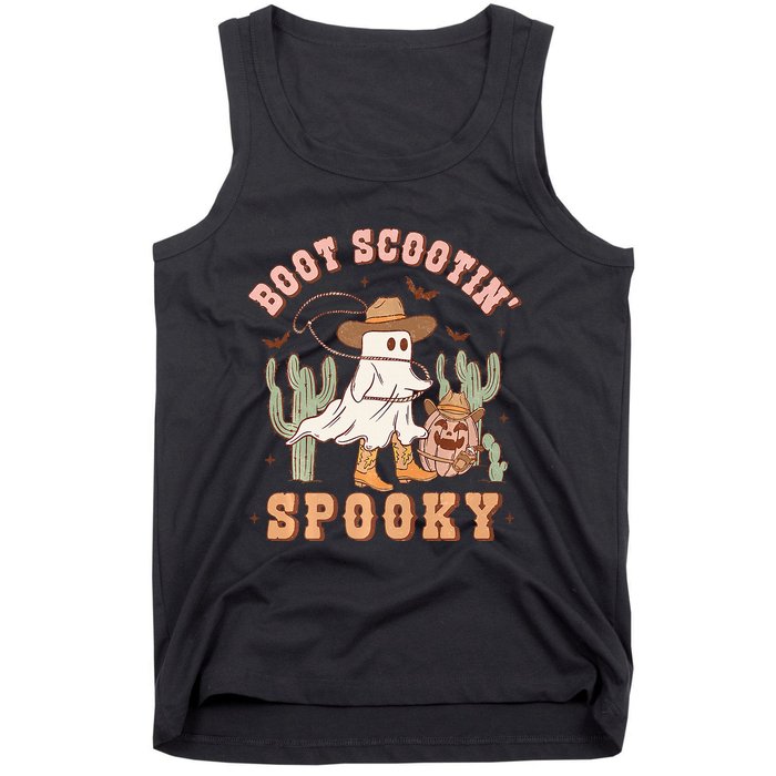 Western Halloween Cowboy Ghost Boot Scootin Spooky Tank Top