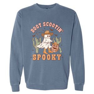 Western Halloween Cowboy Ghost Boot Scootin Spooky Garment-Dyed Sweatshirt