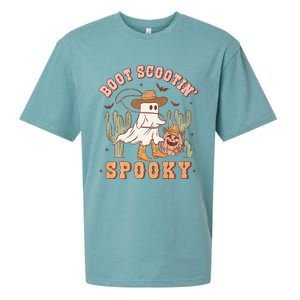 Western Halloween Cowboy Ghost Boot Scootin Spooky Sueded Cloud Jersey T-Shirt