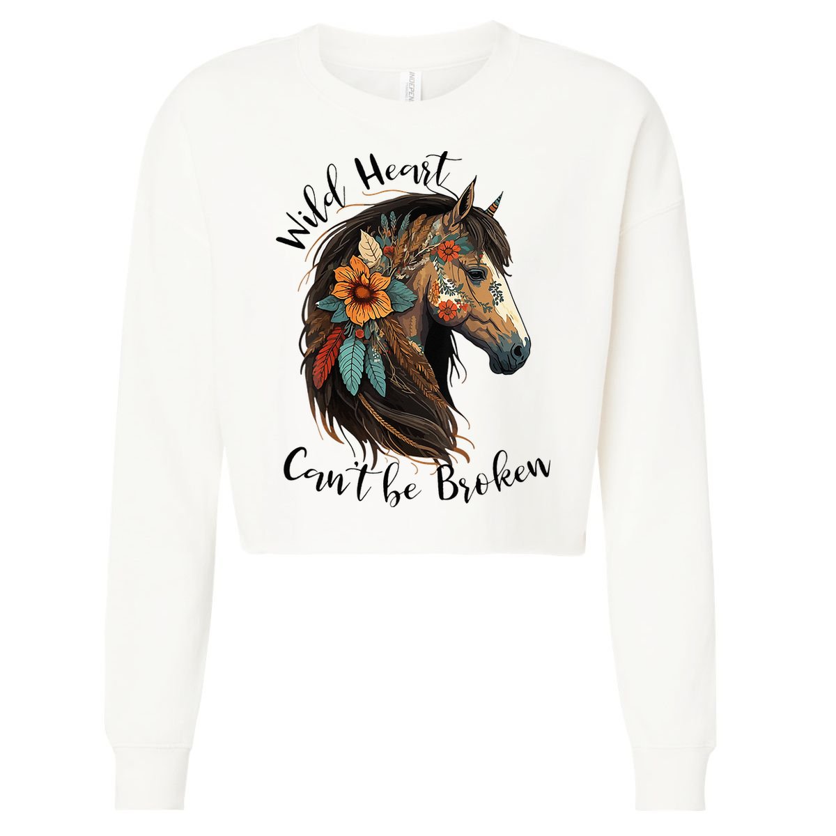 Wild Heart Can't Be Broken Wild Horse Horse Lover Gift Cropped Pullover Crew