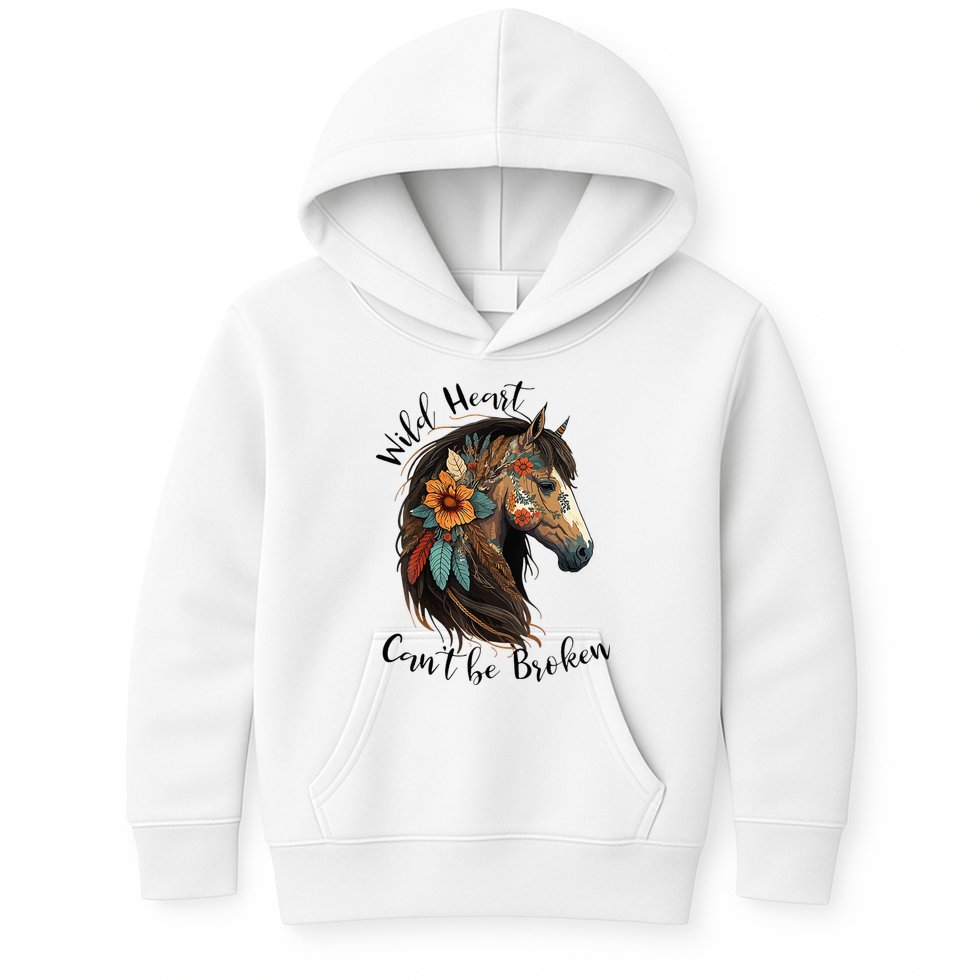 Wild Heart Can't Be Broken Wild Horse Horse Lover Gift Kids Hoodie