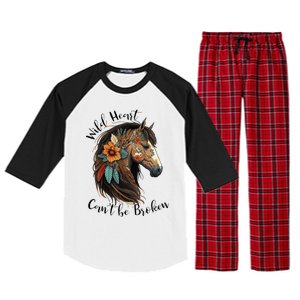 Wild Heart Can't Be Broken Wild Horse Hors Raglan Sleeve Pajama Set