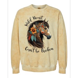 Wild Heart Can't Be Broken Wild Horse Hors Colorblast Crewneck Sweatshirt