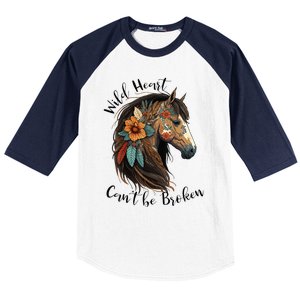 Wild Heart Can't Be Broken Wild Horse Hors Baseball Sleeve Shirt