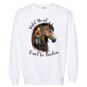 Wild Heart Can't Be Broken Wild Horse Hors Garment-Dyed Sweatshirt