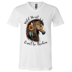 Wild Heart Can't Be Broken Wild Horse Hors V-Neck T-Shirt