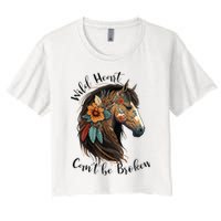 Wild Heart Can't Be Broken Wild Horse Hors Women's Crop Top Tee