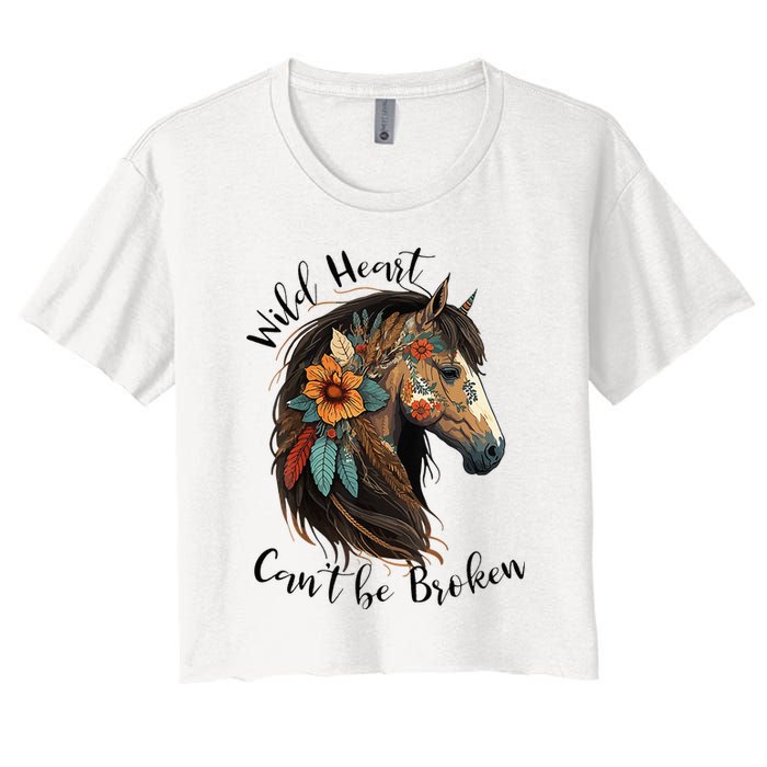 Wild Heart Can't Be Broken Wild Horse Hors Women's Crop Top Tee