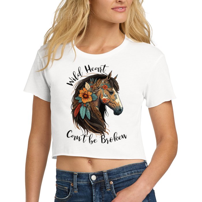 Wild Heart Can't Be Broken Wild Horse Hors Women's Crop Top Tee