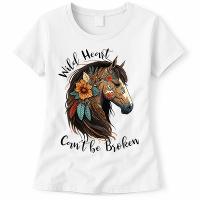 Wild Heart Can't Be Broken Wild Horse Hors Womens T-Shirt