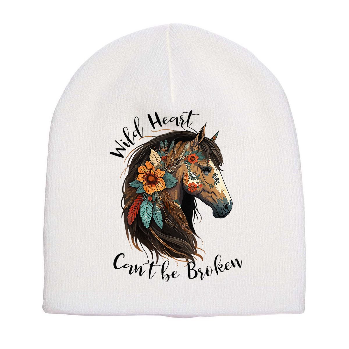 Wild Heart Can't Be Broken Wild Horse Hors Short Acrylic Beanie