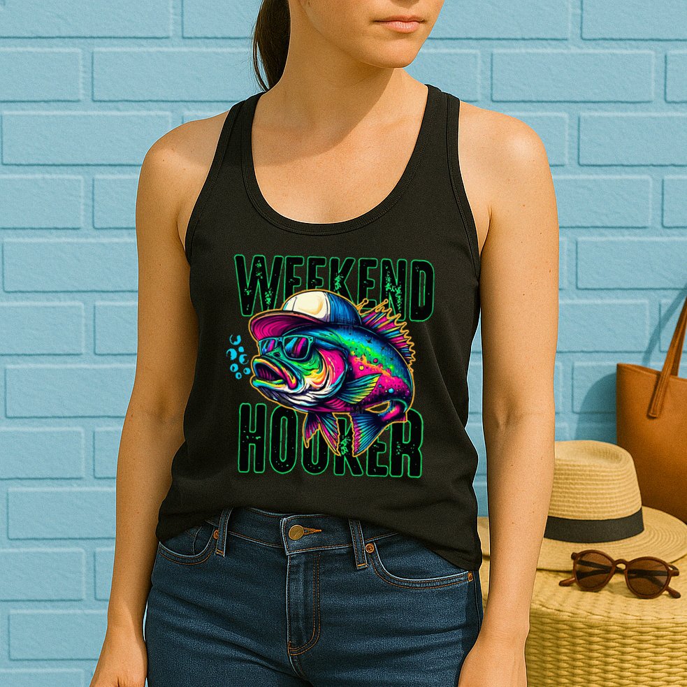 Weekend Hooker Colorful Fishing Womens Tank Top