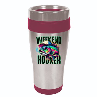 Weekend Hooker Colorful Fishing 16oz Travel Tumbler