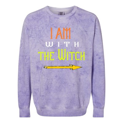 Witch Halloween Costume Funny I Am With The Witch Cool Gift Colorblast Crewneck Sweatshirt