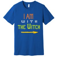 Witch Halloween Costume Funny I Am With The Witch Cool Gift Premium T-Shirt